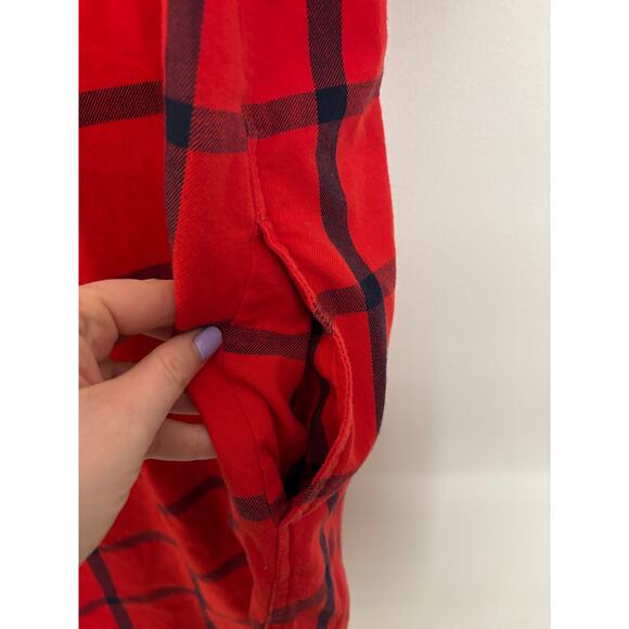 TOPO Designs Shirt Dress Womens Large Plaid Flannel Button Up Red Navy Cotton - Picture 6 of 7
